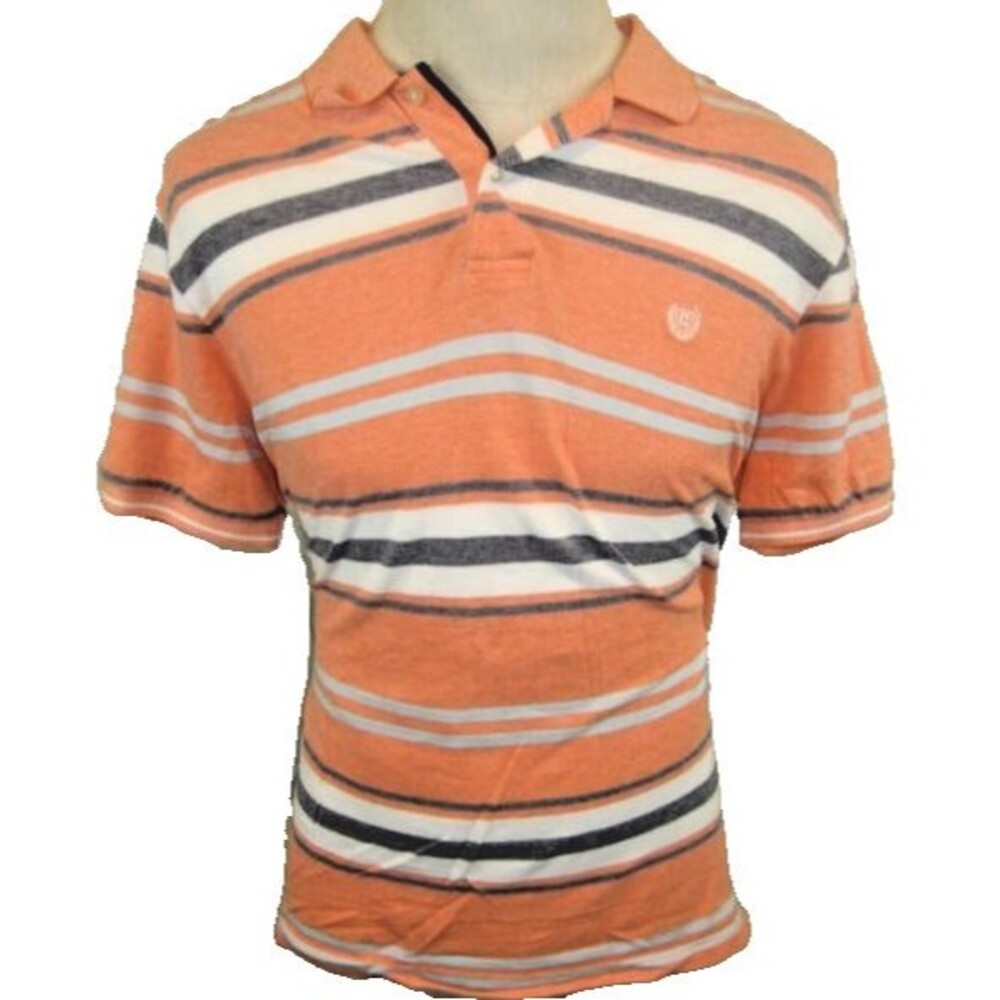 Womens Chaps Ralph Lauren Orange Stripe Cotton/Spandex Golf Polo Shirt sz L